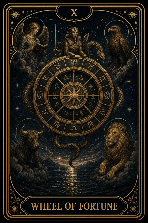 Wheel of Fortune tarot card illustration